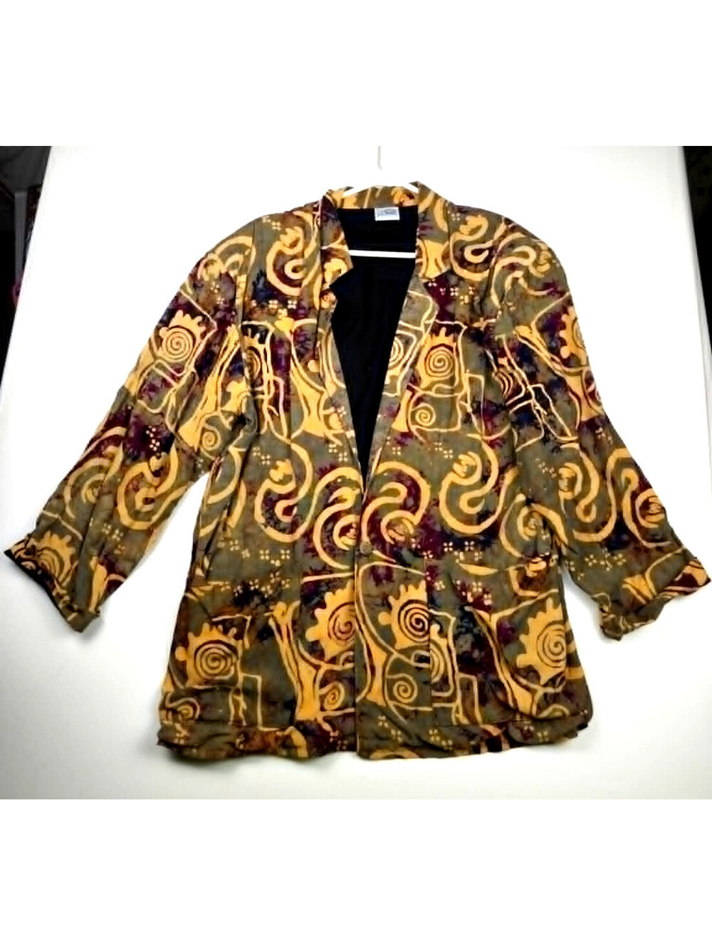 Signature Imports Batik Rayon Art To Wear Blazer Jacket L Indonesia Vintage